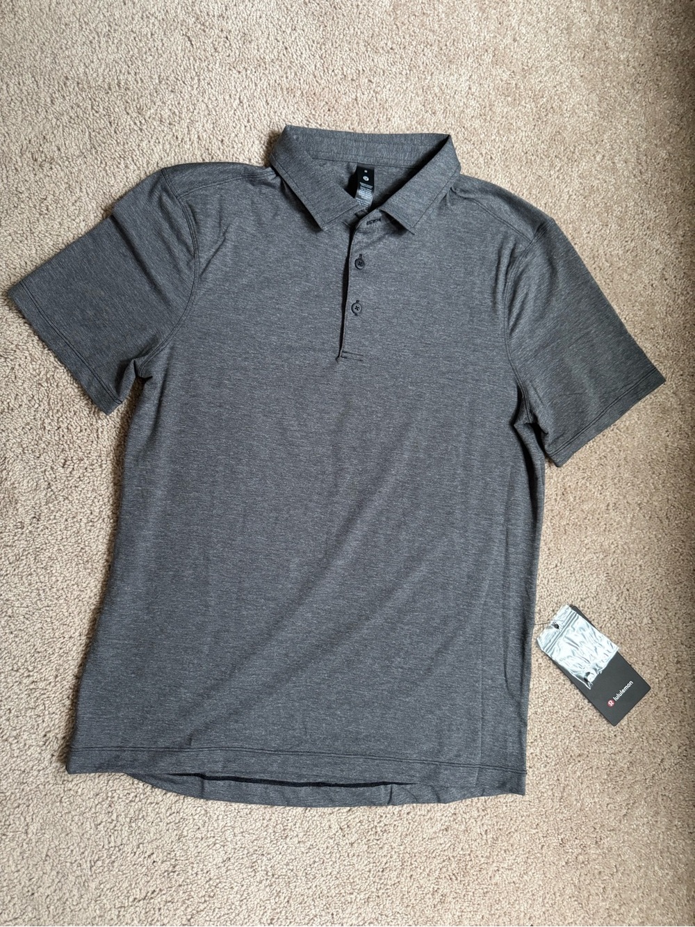 🖤 lululemon Evolution Short-Sleeve Polo — Heathered Black | Size M